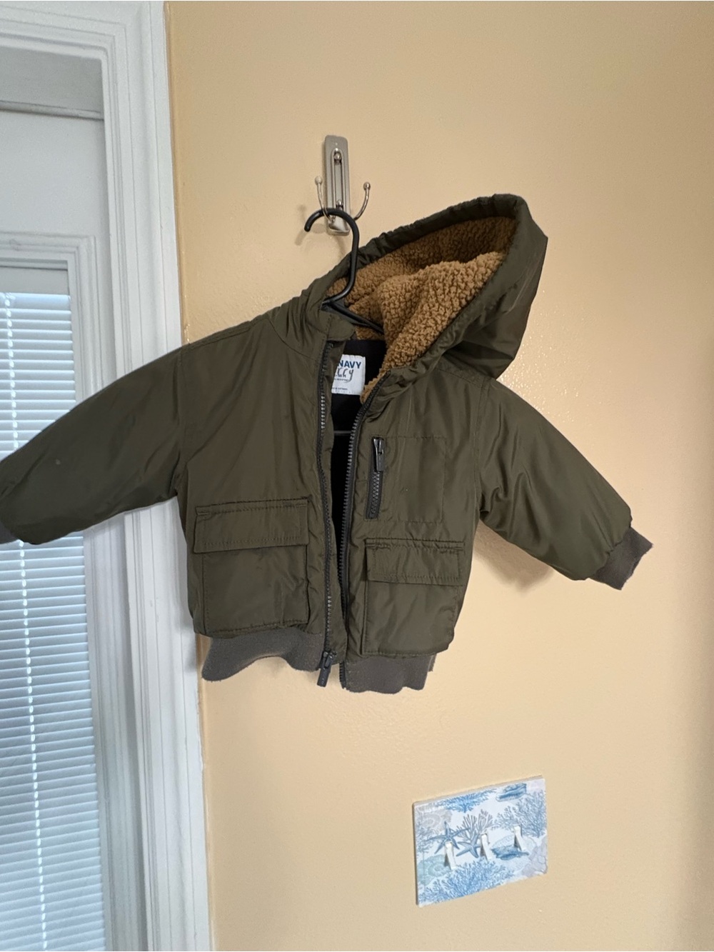 Old Navy Olive Green Hooded Sherpa-Lined Puffer Jacket